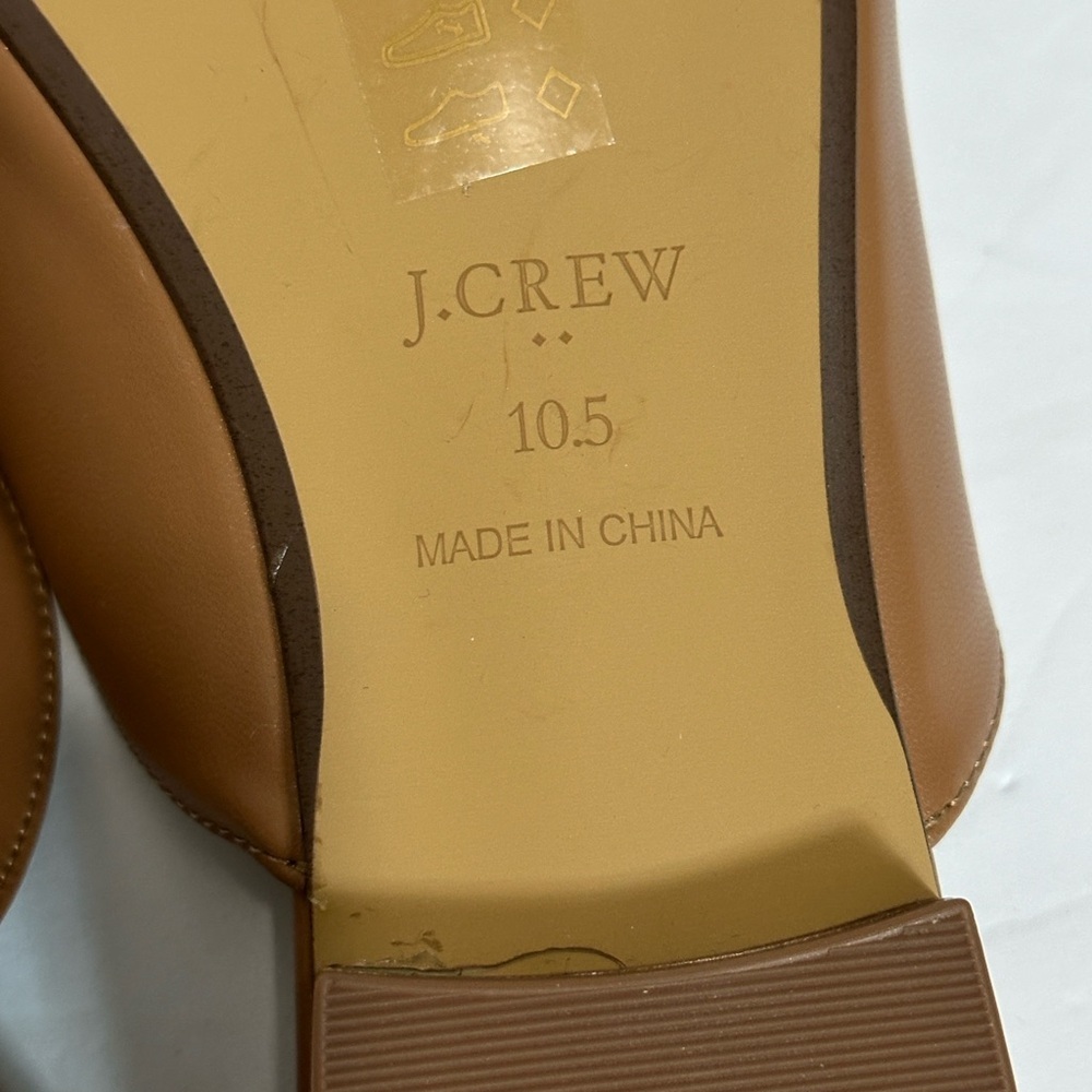 J. Crew Women's Brown Leather Mules with Gold Accent sz - Picture 10 of 11